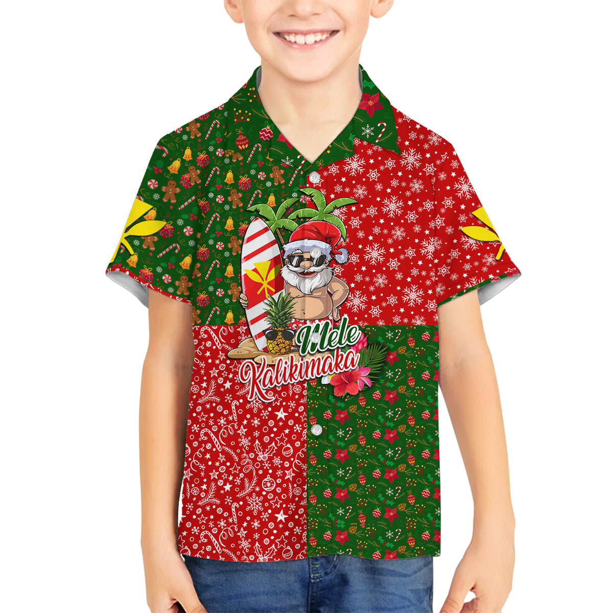 Hawaii Christmas Family Matching Puletasi Dress and Hawaiian Shirt Mele Kalikimaka Kanaka Maoli - Wonder Print Shop