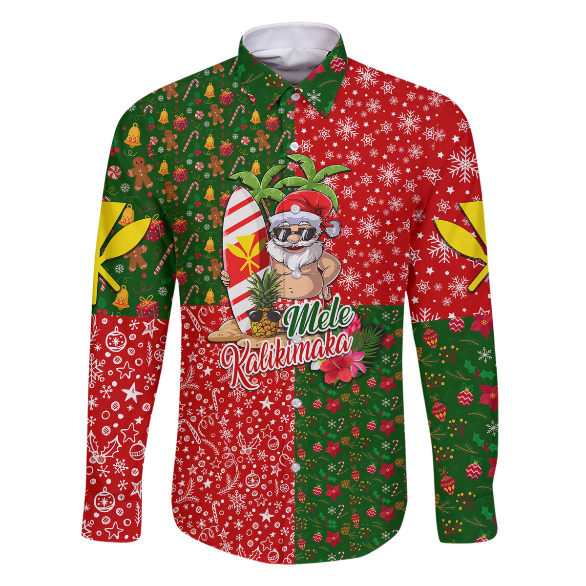 Hawaii Christmas Family Matching Short Sleeve Bodycon Dress and Hawaiian Shirt Mele Kalikimaka Kanaka Maoli - Wonder Print Shop
