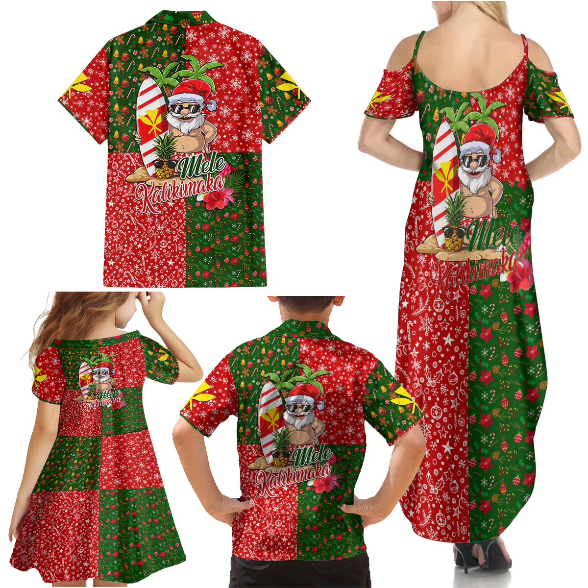 Hawaii Christmas Family Matching Summer Maxi Dress and Hawaiian Shirt Mele Kalikimaka Kanaka Maoli - Wonder Print Shop