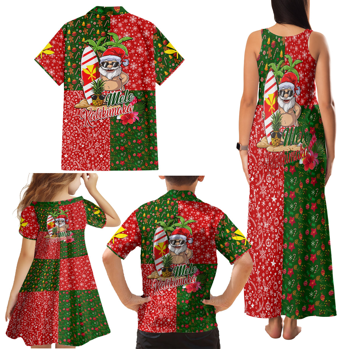 Hawaii Christmas Family Matching Tank Maxi Dress and Hawaiian Shirt Mele Kalikimaka Kanaka Maoli - Wonder Print Shop