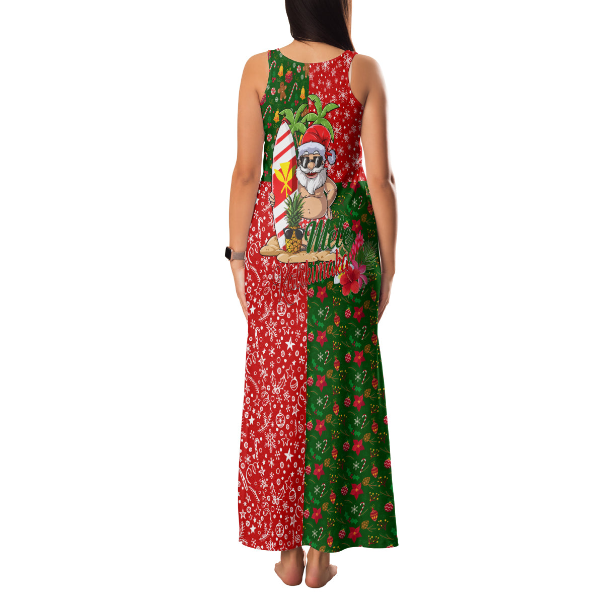 Hawaii Christmas Family Matching Tank Maxi Dress and Hawaiian Shirt Mele Kalikimaka Kanaka Maoli - Wonder Print Shop