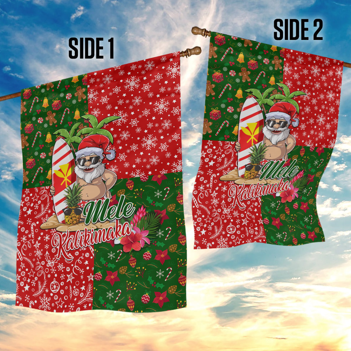 Hawaii Christmas Garden Flag Mele Kalikimaka Kanaka Maoli - Wonder Print Shop