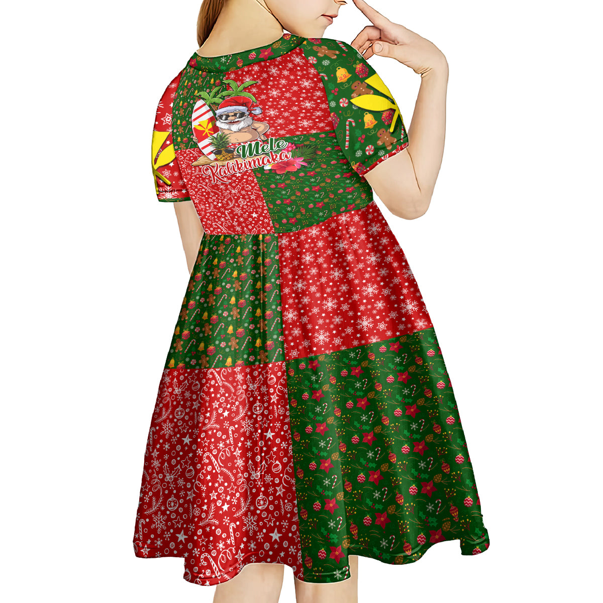 Hawaii Christmas Kid Short Sleeve Dress Mele Kalikimaka Kanaka Maoli - Wonder Print Shop