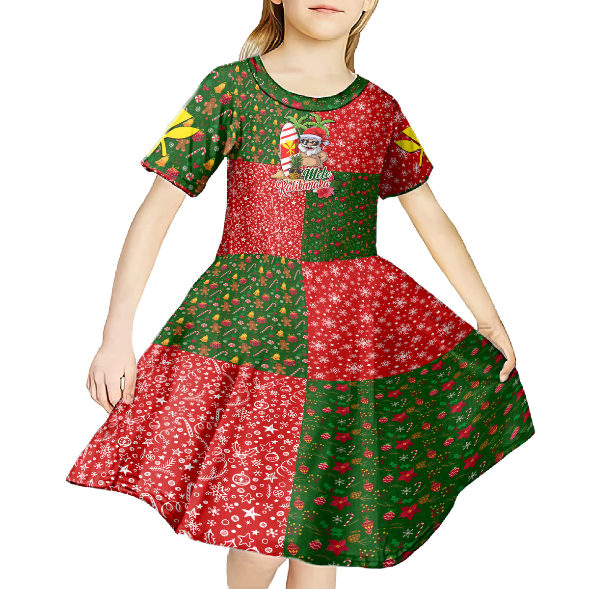 Hawaii Christmas Kid Short Sleeve Dress Mele Kalikimaka Kanaka Maoli - Wonder Print Shop