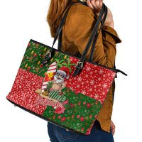 Hawaii Christmas Leather Tote Bag Mele Kalikimaka Kanaka Maoli - Wonder Print Shop
