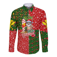 Hawaii Christmas Long Sleeve Button Shirt Mele Kalikimaka Kanaka Maoli - Wonder Print Shop