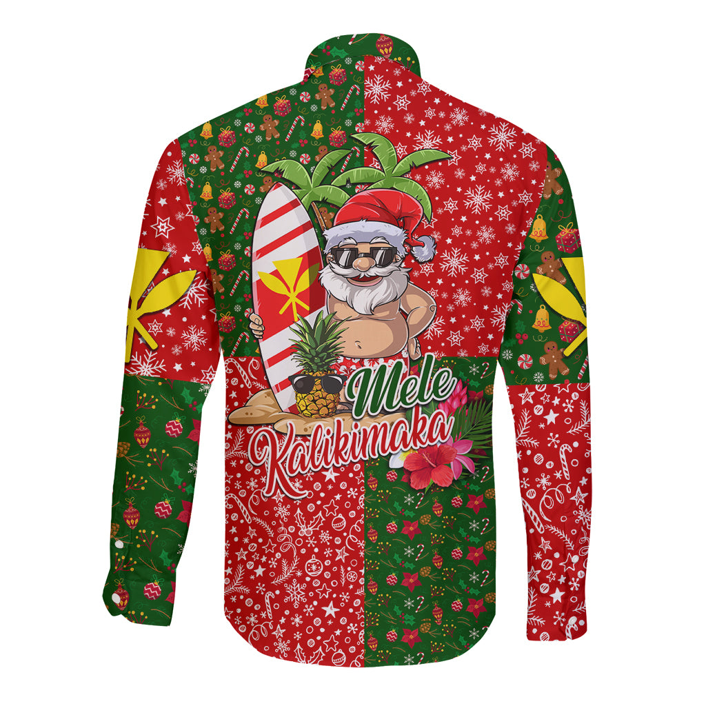 Hawaii Christmas Long Sleeve Button Shirt Mele Kalikimaka Kanaka Maoli - Wonder Print Shop