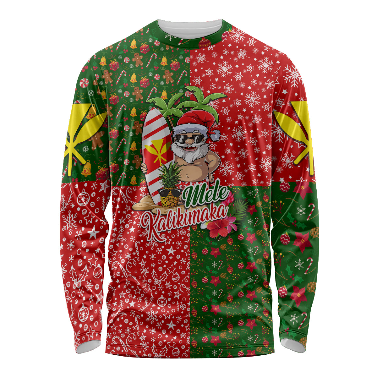 Hawaii Christmas Long Sleeve Shirt Mele Kalikimaka Kanaka Maoli - Wonder Print Shop