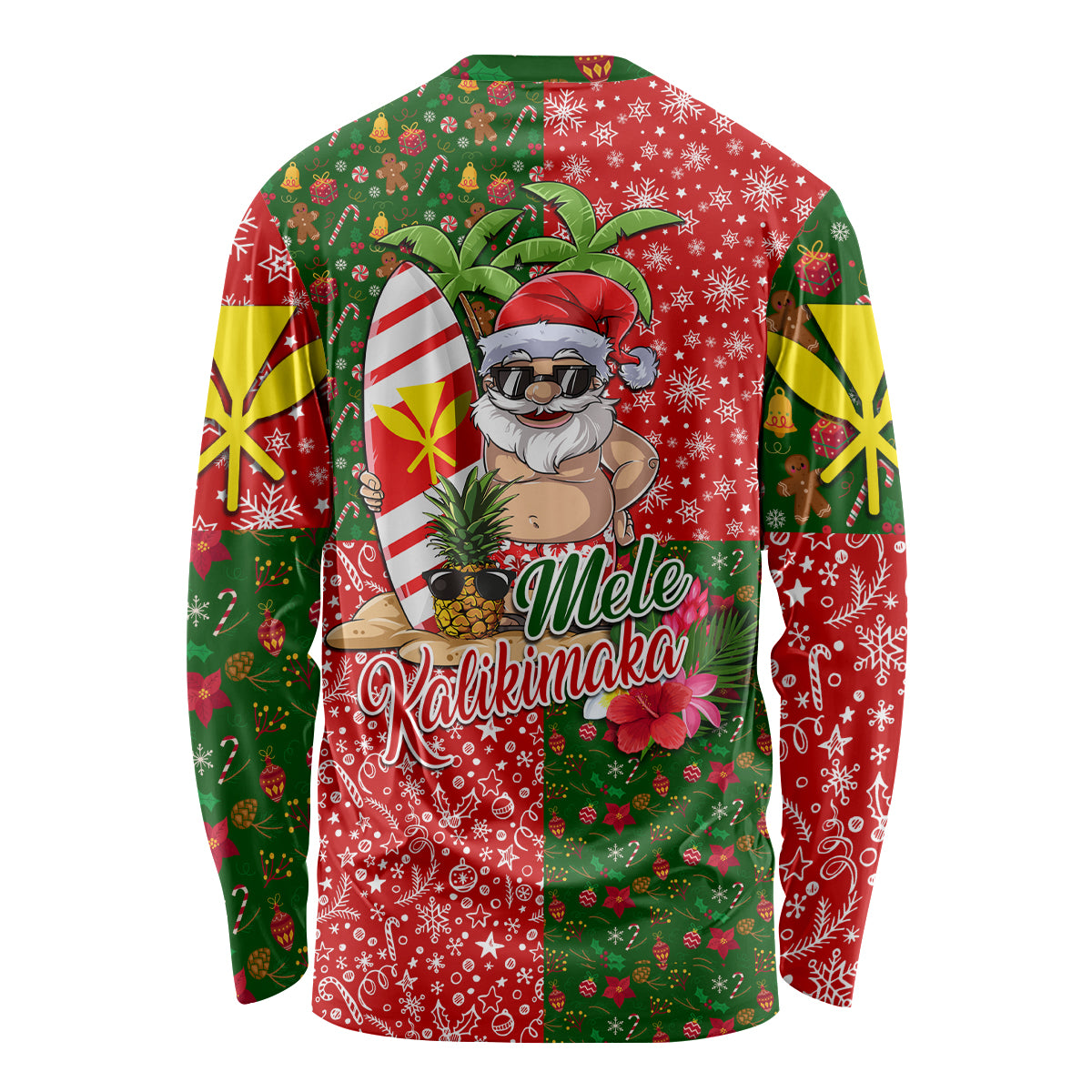 Hawaii Christmas Long Sleeve Shirt Mele Kalikimaka Kanaka Maoli - Wonder Print Shop