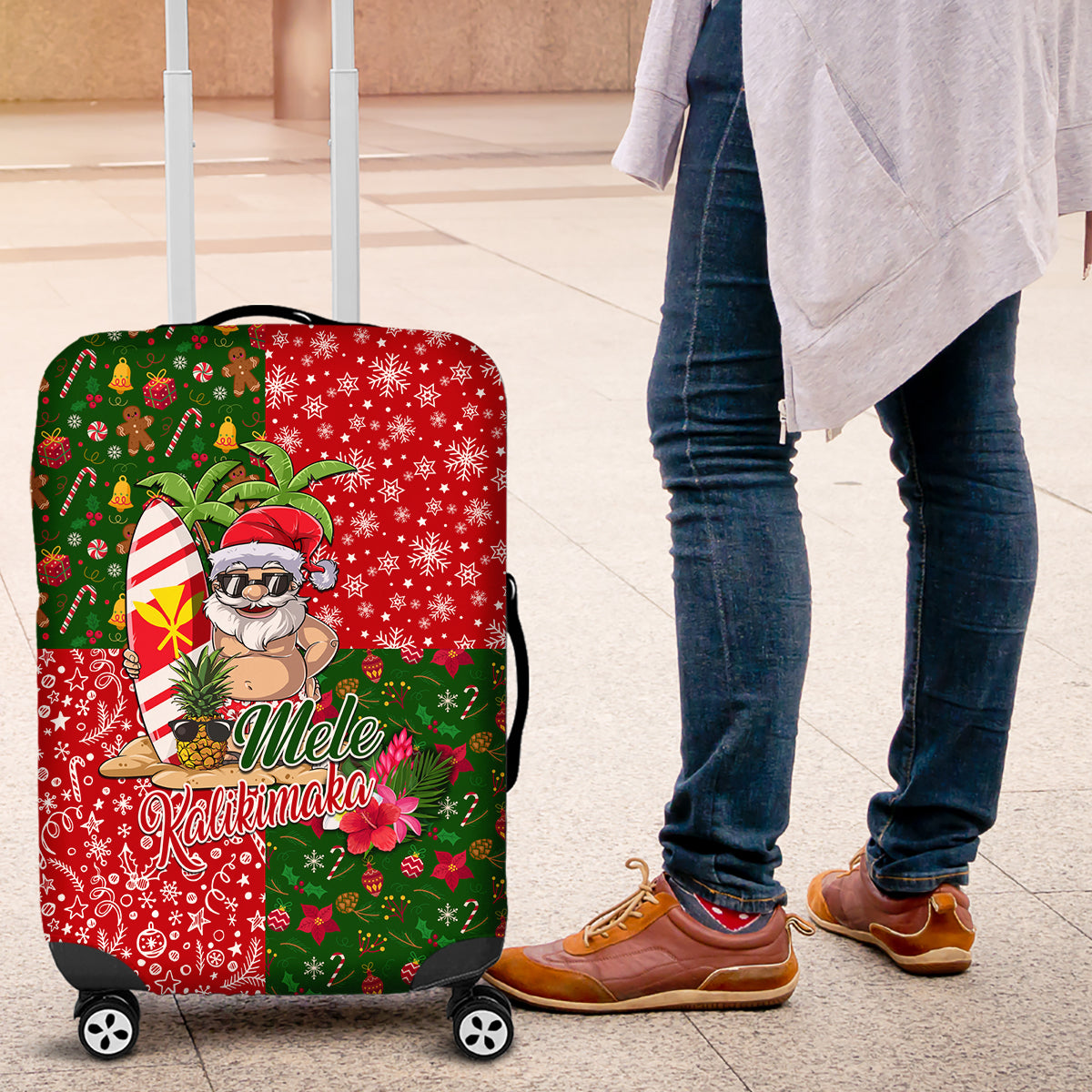 Hawaii Christmas Luggage Cover Mele Kalikimaka Kanaka Maoli - Wonder Print Shop