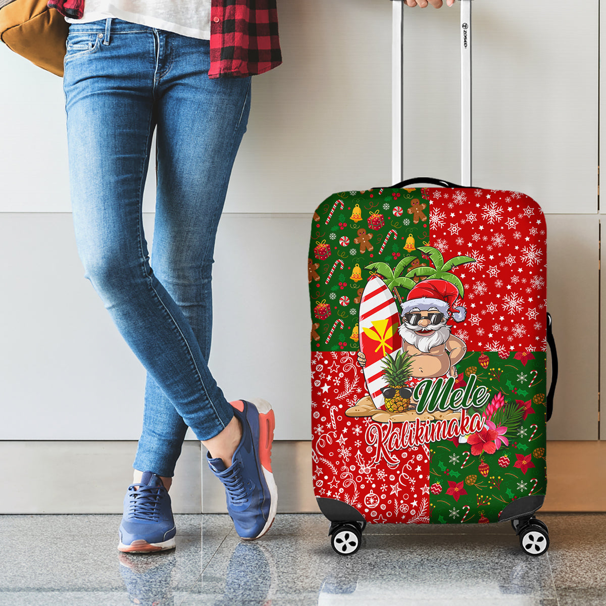 Hawaii Christmas Luggage Cover Mele Kalikimaka Kanaka Maoli - Wonder Print Shop