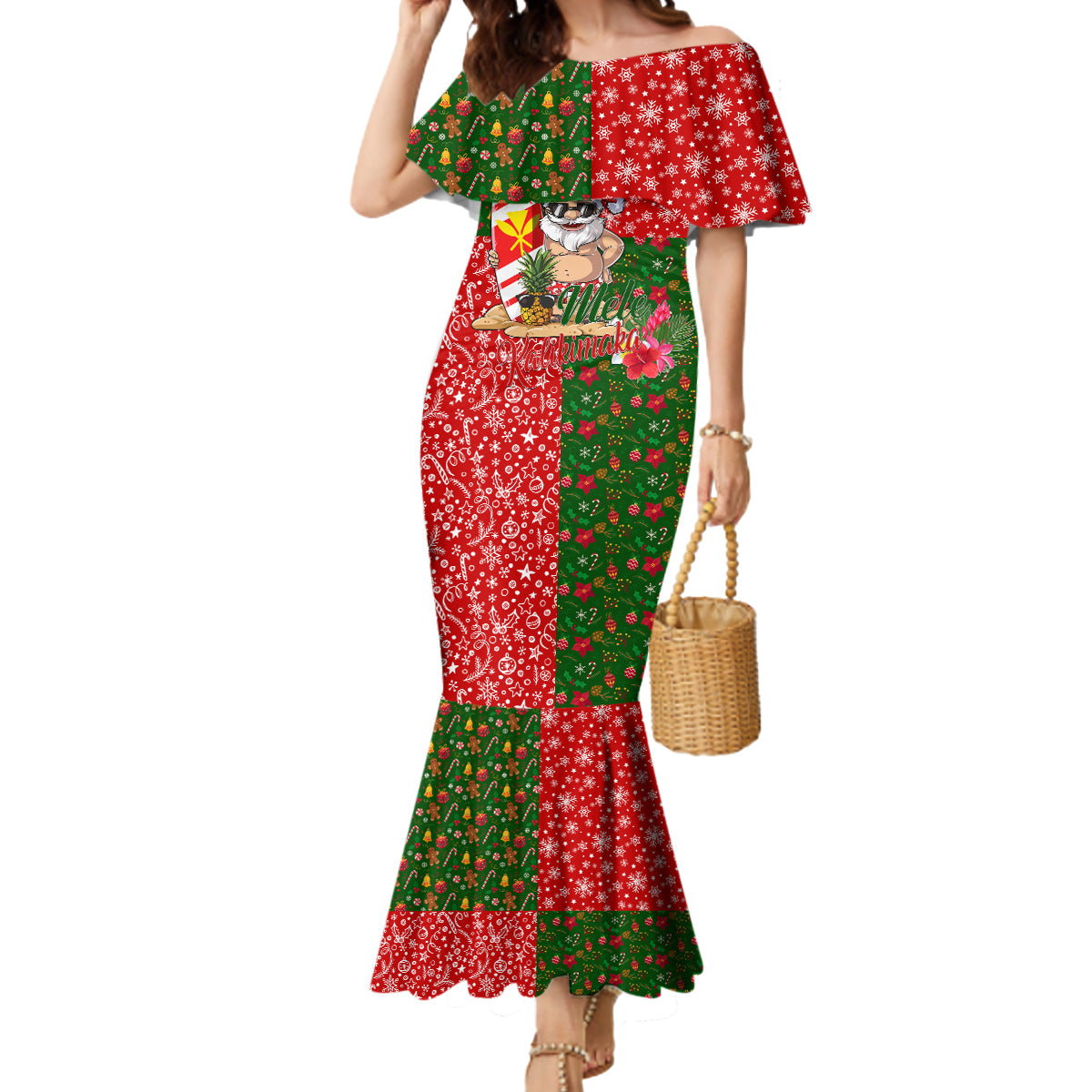 Hawaii Christmas Mermaid Dress Mele Kalikimaka Kanaka Maoli - Wonder Print Shop