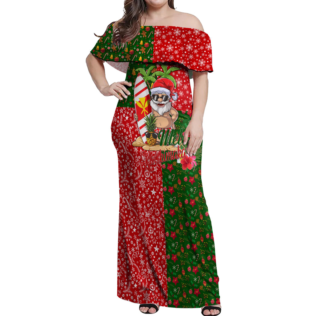 Hawaii Christmas Off Shoulder Maxi Dress Mele Kalikimaka Kanaka Maoli - Wonder Print Shop