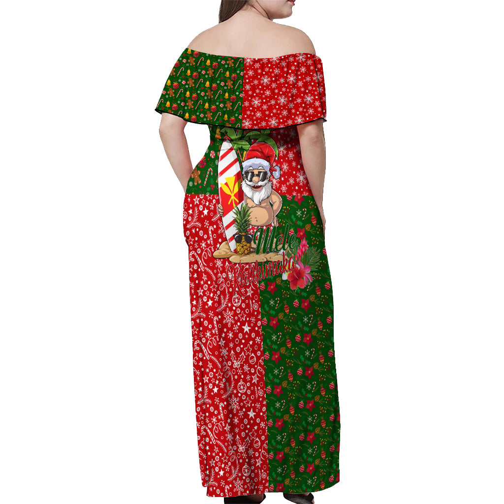 Hawaii Christmas Off Shoulder Maxi Dress Mele Kalikimaka Kanaka Maoli - Wonder Print Shop