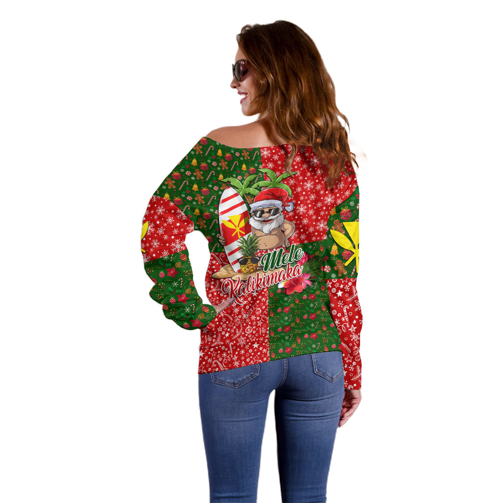 Hawaii Christmas Off Shoulder Sweater Mele Kalikimaka Kanaka Maoli - Wonder Print Shop
