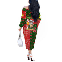 Hawaii Christmas Off The Shoulder Long Sleeve Dress Mele Kalikimaka Kanaka Maoli - Wonder Print Shop