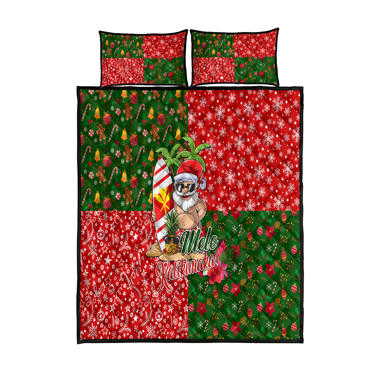 Hawaii Christmas Quilt Bed Set Mele Kalikimaka Kanaka Maoli - Wonder Print Shop