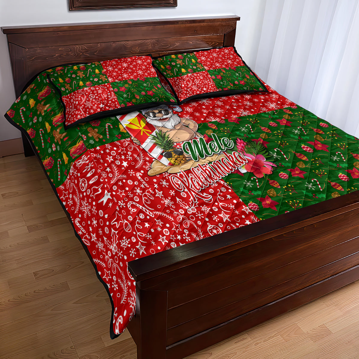 Hawaii Christmas Quilt Bed Set Mele Kalikimaka Kanaka Maoli - Wonder Print Shop