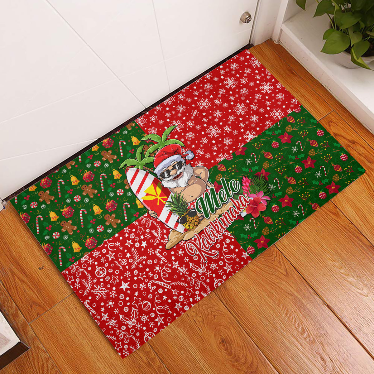 Hawaii Christmas Rubber Doormat Mele Kalikimaka Kanaka Maoli - Wonder Print Shop