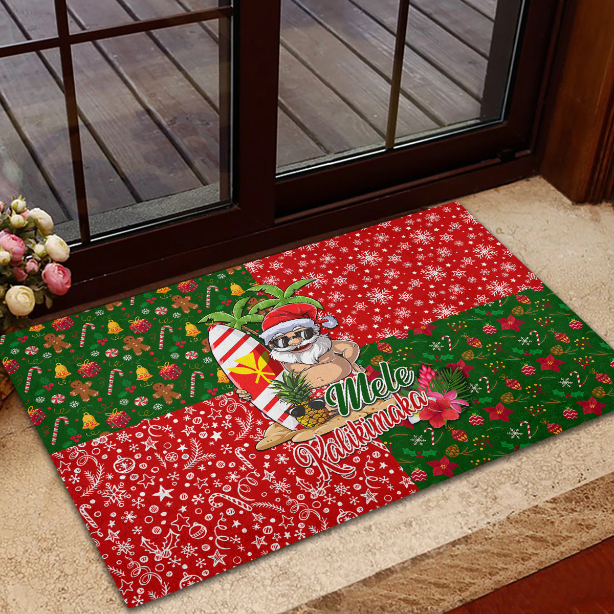 Hawaii Christmas Rubber Doormat Mele Kalikimaka Kanaka Maoli - Wonder Print Shop