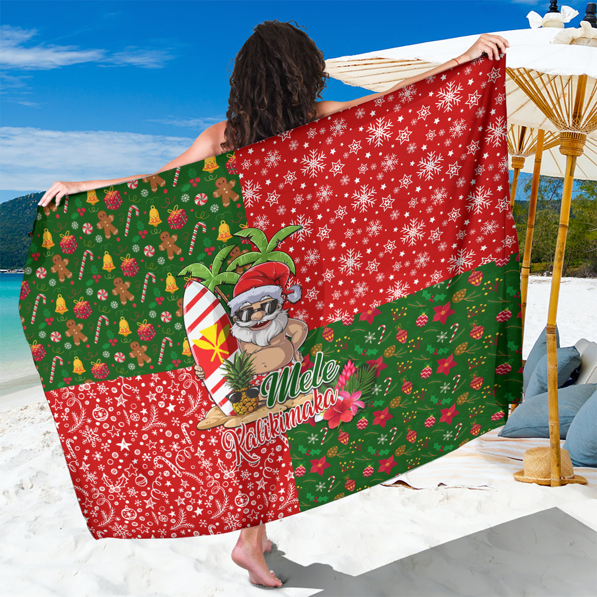 Hawaii Christmas Sarong Mele Kalikimaka Kanaka Maoli - Wonder Print Shop