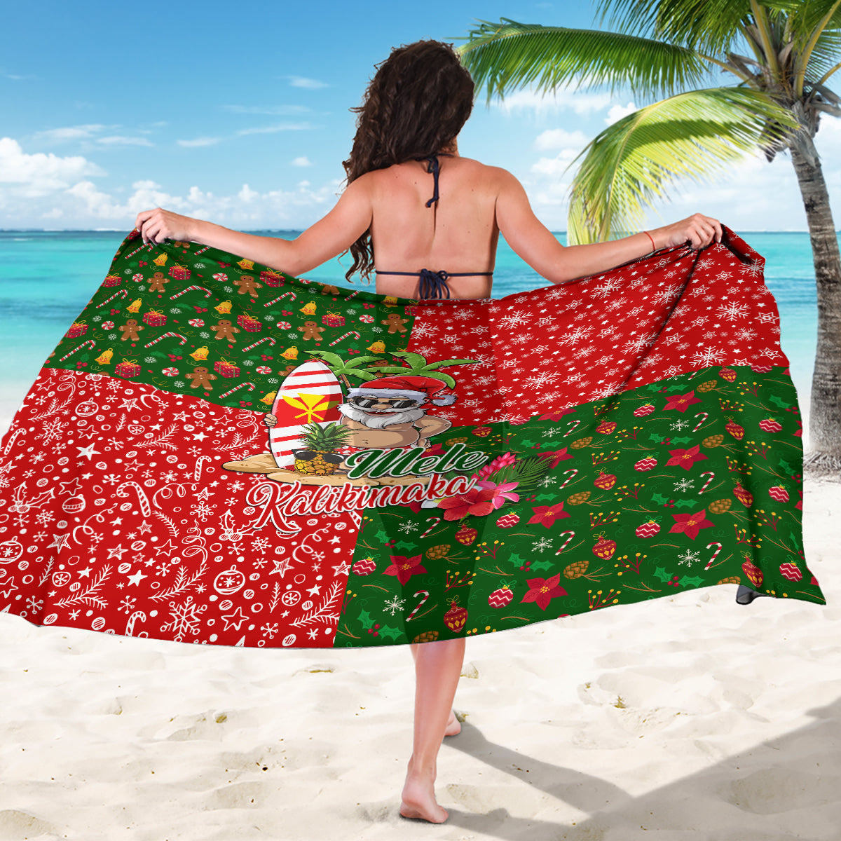 Hawaii Christmas Sarong Mele Kalikimaka Kanaka Maoli - Wonder Print Shop