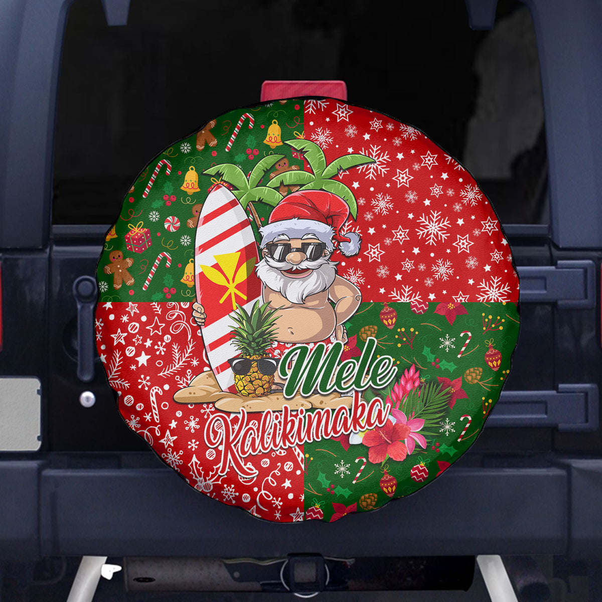 Hawaii Christmas Spare Tire Cover Mele Kalikimaka Kanaka Maoli - Wonder Print Shop