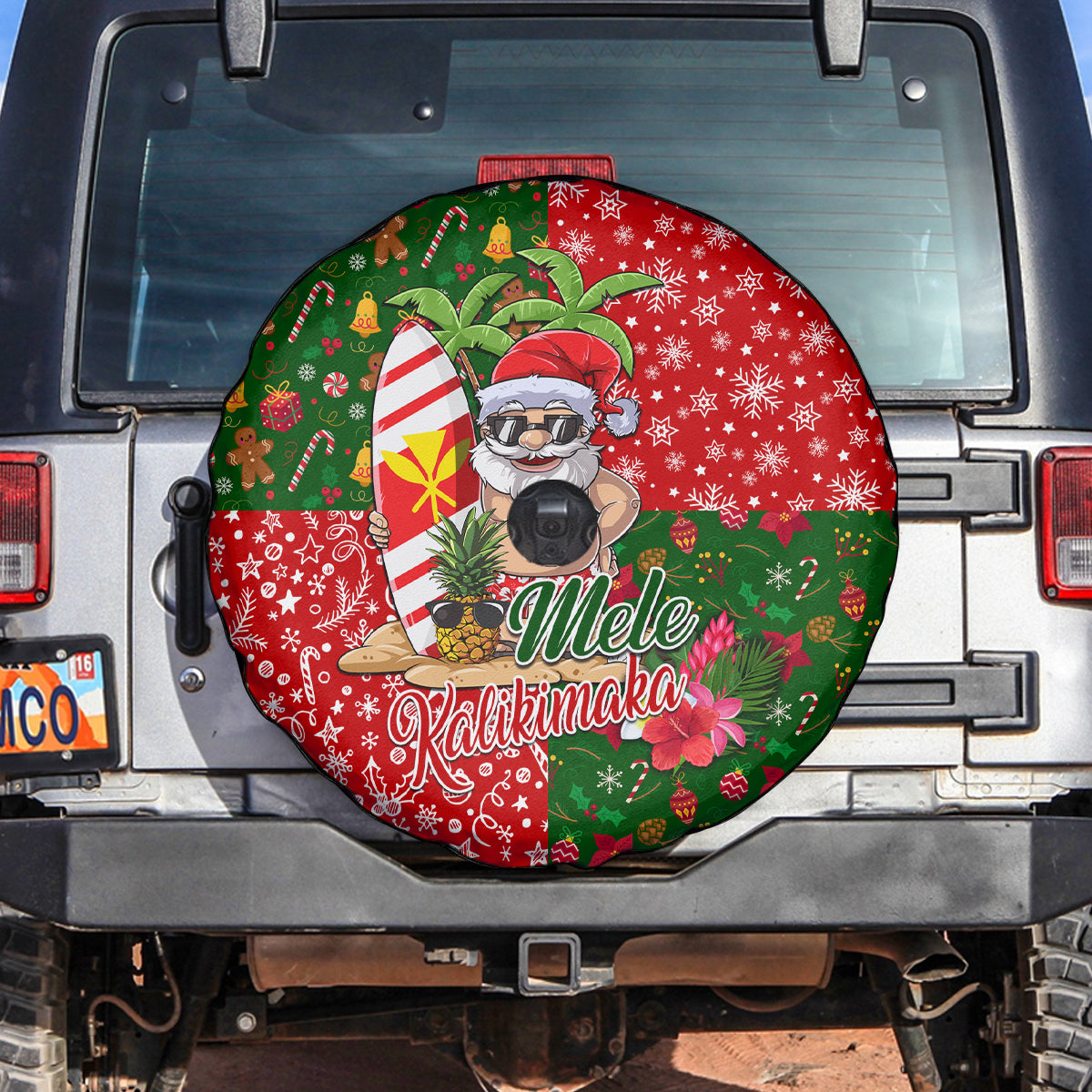 Hawaii Christmas Spare Tire Cover Mele Kalikimaka Kanaka Maoli - Wonder Print Shop