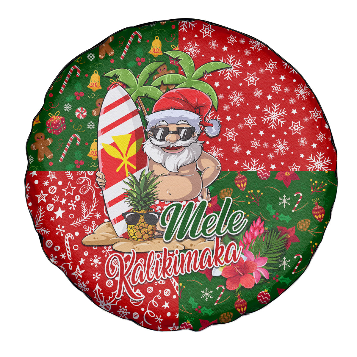 Hawaii Christmas Spare Tire Cover Mele Kalikimaka Kanaka Maoli - Wonder Print Shop