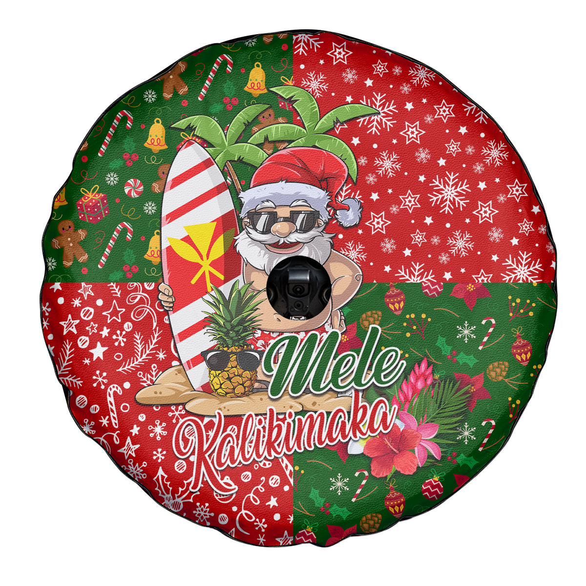 Hawaii Christmas Spare Tire Cover Mele Kalikimaka Kanaka Maoli - Wonder Print Shop