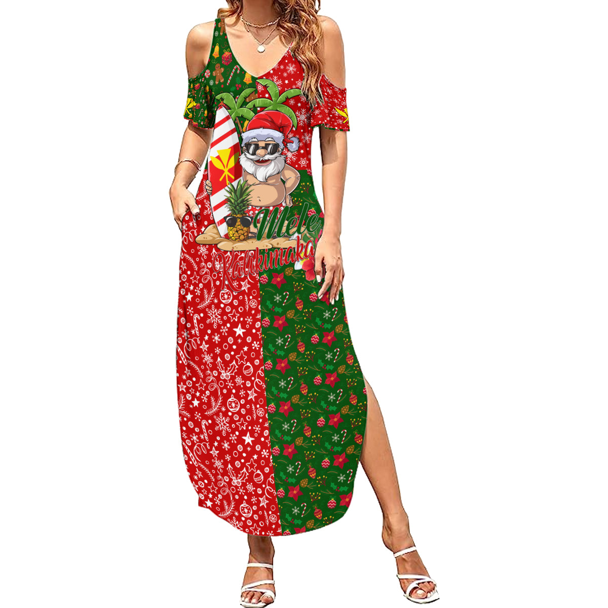 Hawaii Christmas Summer Maxi Dress Mele Kalikimaka Kanaka Maoli - Wonder Print Shop