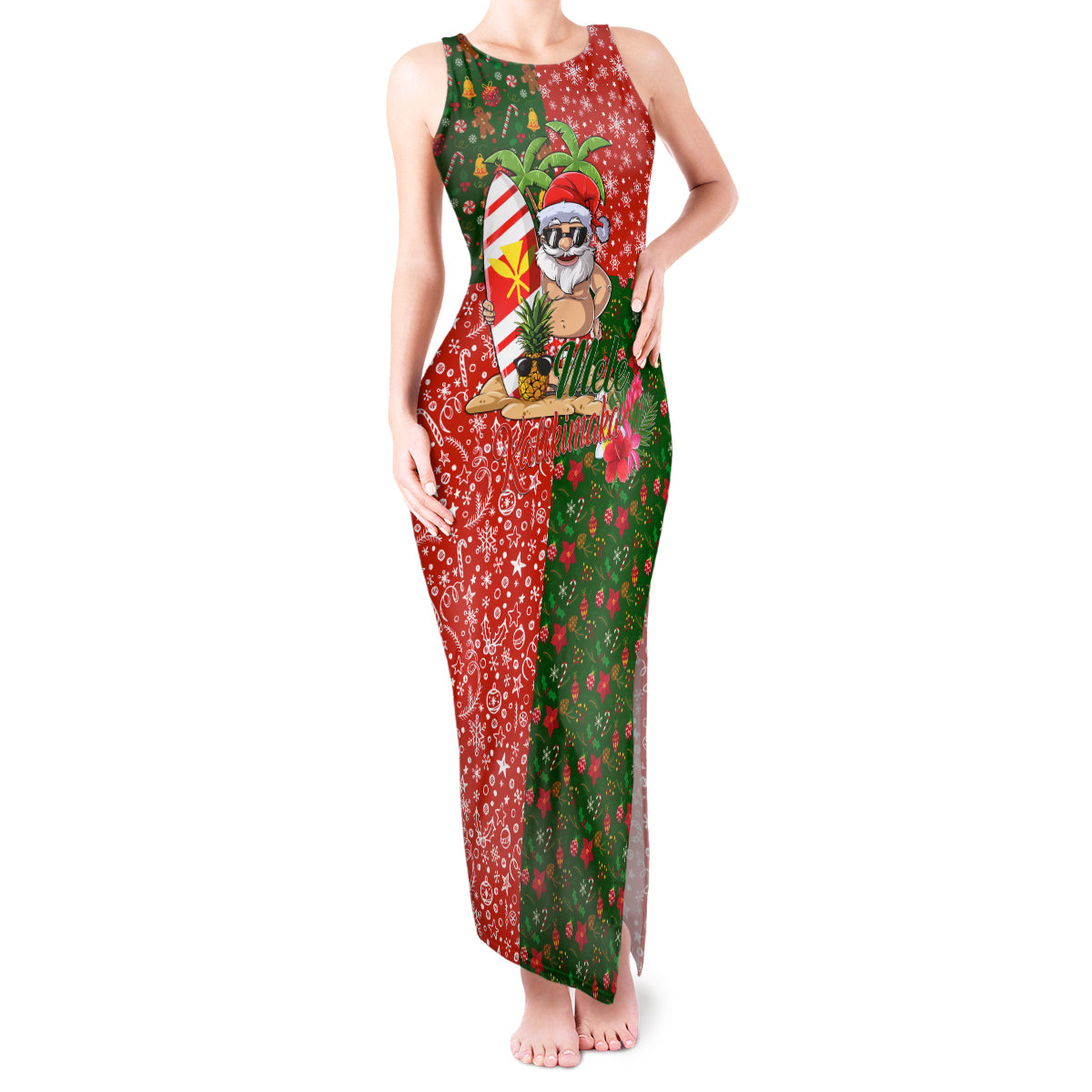 Hawaii Christmas Tank Maxi Dress Mele Kalikimaka Kanaka Maoli - Wonder Print Shop