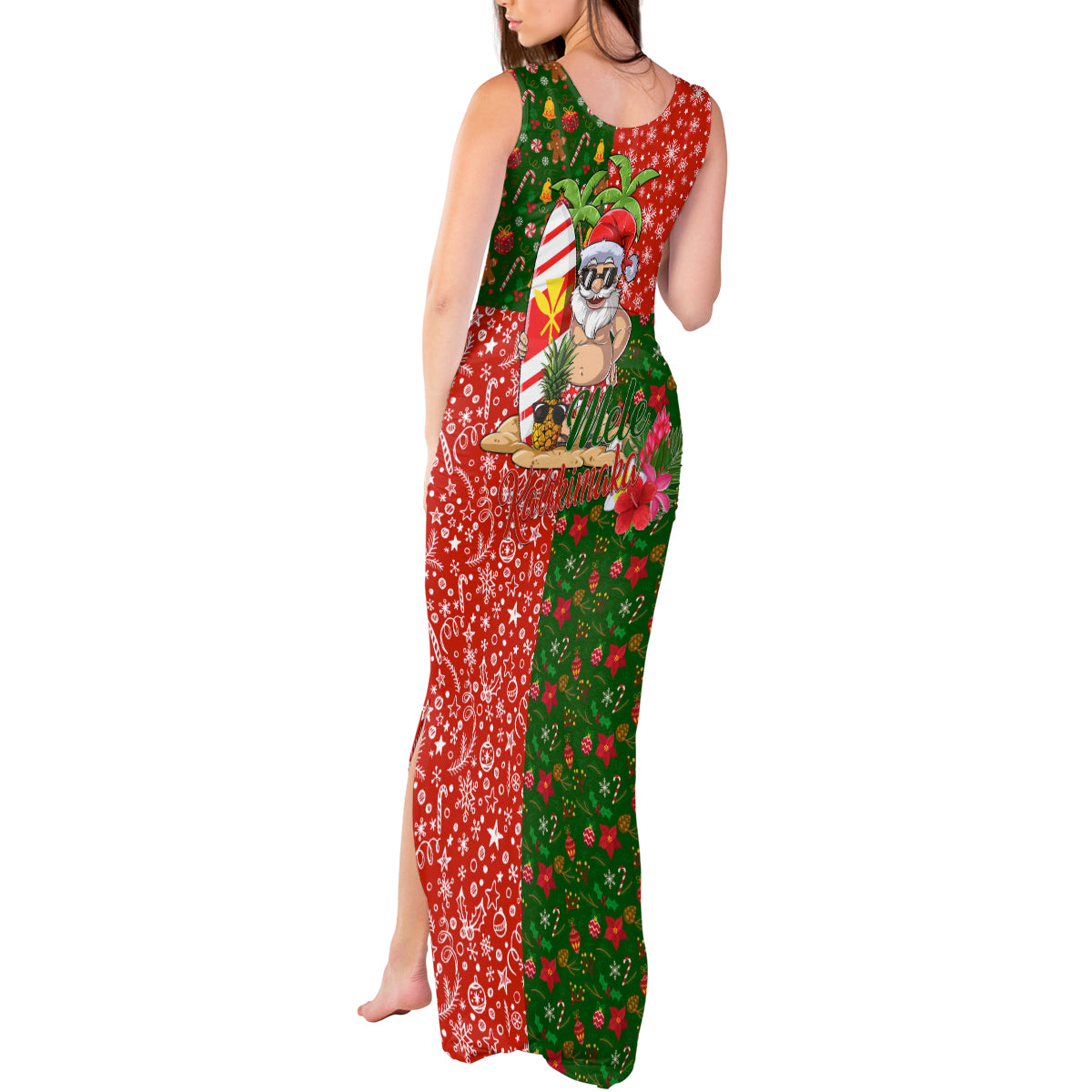 Hawaii Christmas Tank Maxi Dress Mele Kalikimaka Kanaka Maoli - Wonder Print Shop