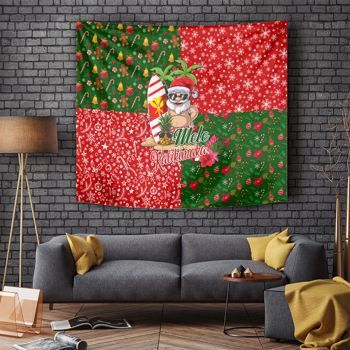 Hawaii Christmas Tapestry Mele Kalikimaka Kanaka Maoli - Wonder Print Shop