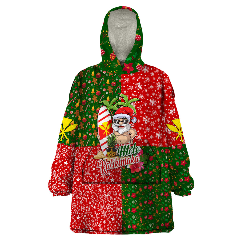 Hawaii Christmas Wearable Blanket Hoodie Mele Kalikimaka Kanaka Maoli - Wonder Print Shop