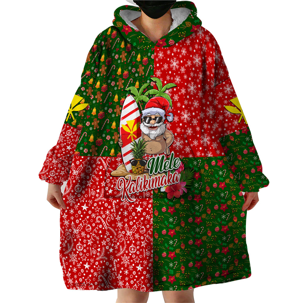 Hawaii Christmas Wearable Blanket Hoodie Mele Kalikimaka Kanaka Maoli - Wonder Print Shop