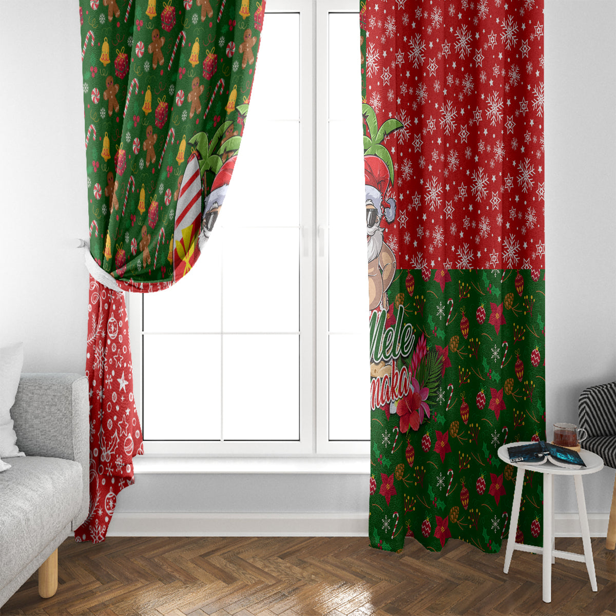 Hawaii Christmas Window Curtain Mele Kalikimaka Kanaka Maoli - Wonder Print Shop