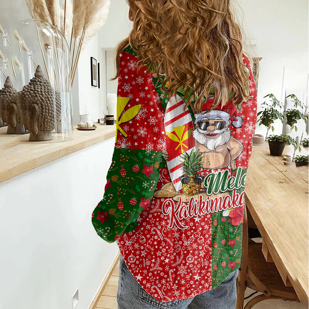 Hawaii Christmas Women Casual Shirt Mele Kalikimaka Kanaka Maoli - Wonder Print Shop