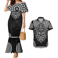 Geometric Head Lion Couples Matching Mermaid Dress and Hawaiian Shirt - Wonder Print Shop