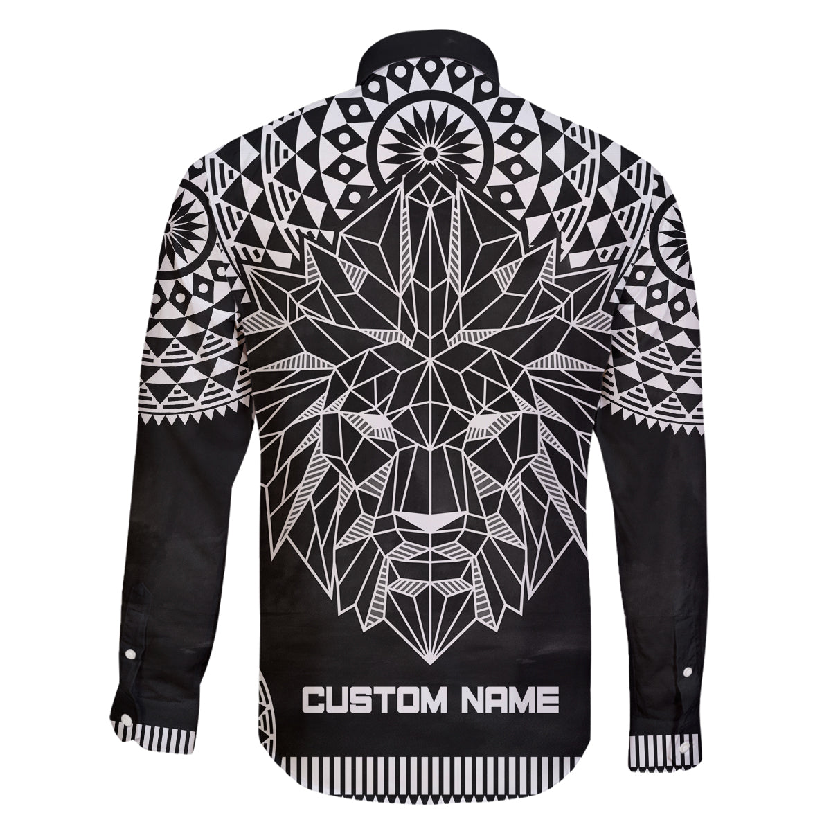 Geometric Head Lion Family Matching Long Sleeve Bodycon Dress and Hawaiian Shirt - Wonder Print Shop