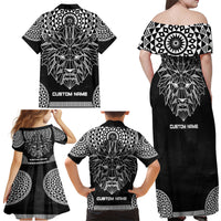 Geometric Head Lion Family Matching Off Shoulder Maxi Dress and Hawaiian Shirt - Wonder Print Shop