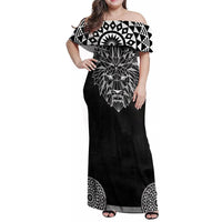 Geometric Head Lion Family Matching Off Shoulder Maxi Dress and Hawaiian Shirt - Wonder Print Shop
