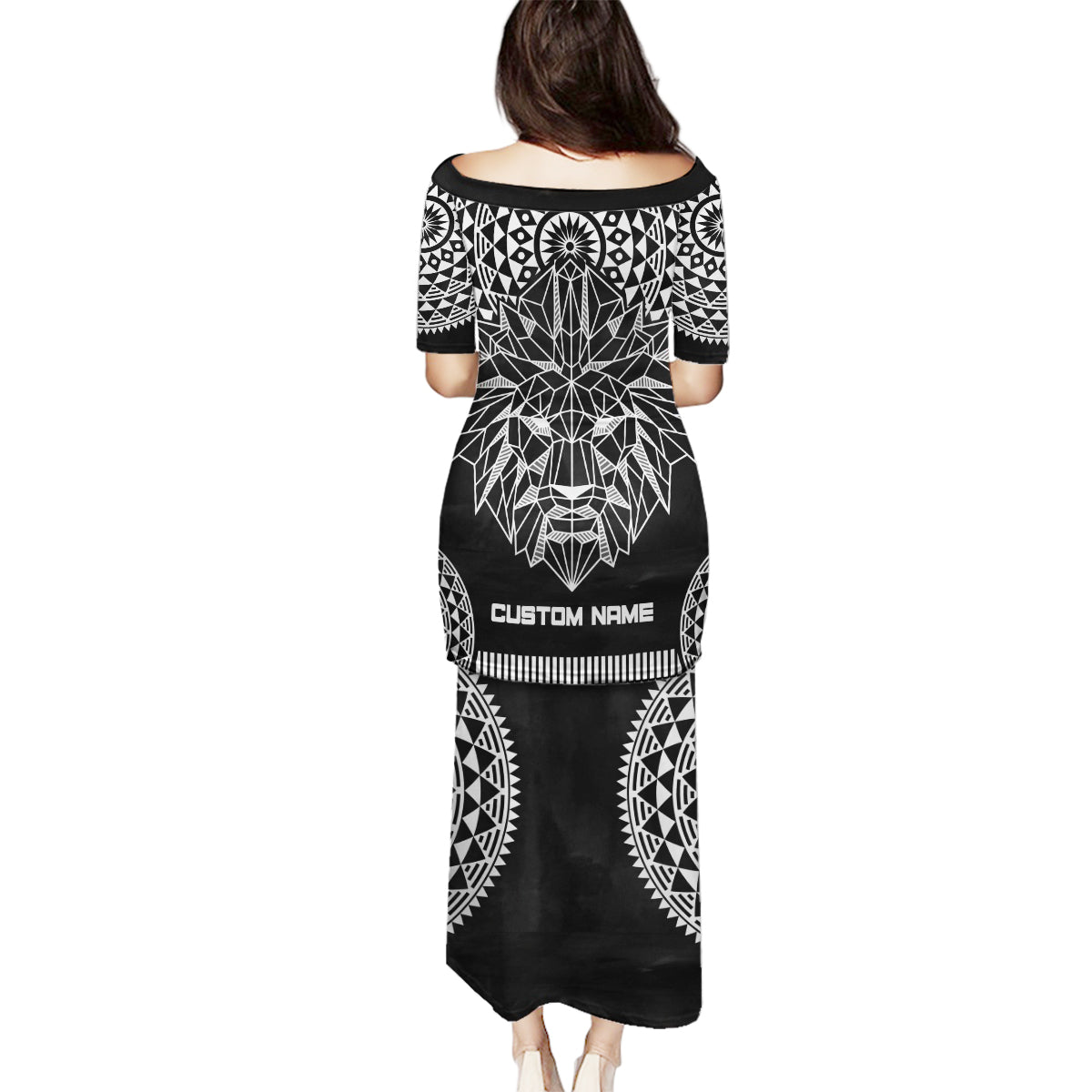 Geometric Head Lion Family Matching Puletasi and Hawaiian Shirt - Wonder Print Shop