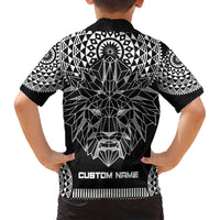 Geometric Head Lion Family Matching Short Sleeve Bodycon Dress and Hawaiian Shirt - Wonder Print Shop
