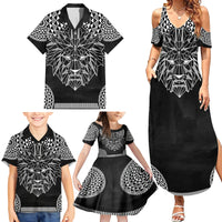 Geometric Head Lion Family Matching Summer Maxi Dress and Hawaiian Shirt - Wonder Print Shop