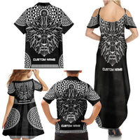 Geometric Head Lion Family Matching Summer Maxi Dress and Hawaiian Shirt - Wonder Print Shop