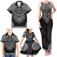 Geometric Head Lion Family Matching Tank Maxi Dress and Hawaiian Shirt - Wonder Print Shop