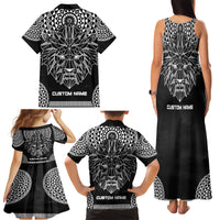 Geometric Head Lion Family Matching Tank Maxi Dress and Hawaiian Shirt - Wonder Print Shop
