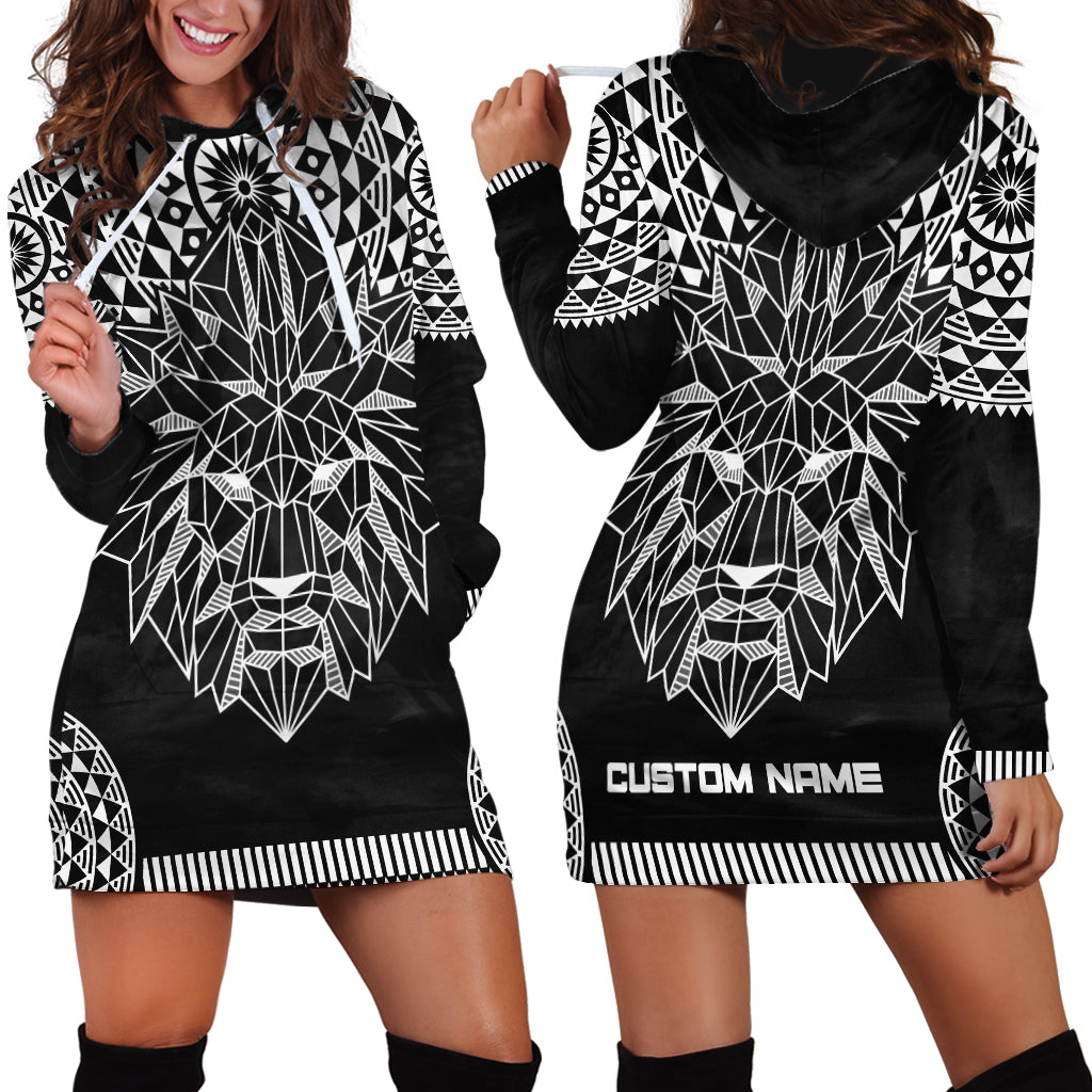 Geometric Head Lion Hoodie Dress - Wonder Print Shop