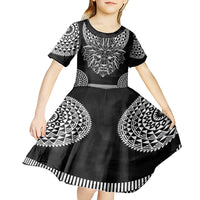Geometric Head Lion Kid Short Sleeve Dress - Wonder Print Shop